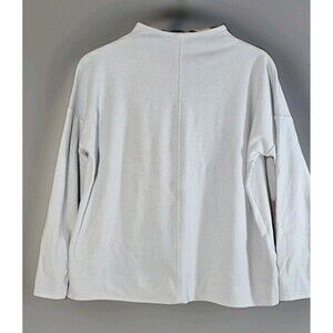J. Jill Minimalist Clean Girl Mock Neck Boxy Sweatshirt Light Blue Petite S